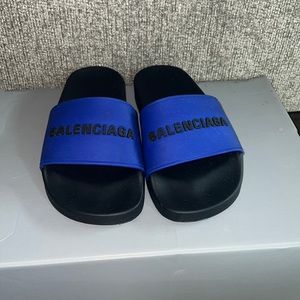 balenciaga Black and Blue Slides